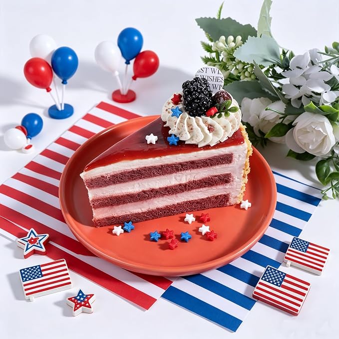 Red White and Blue Sprinkles, 4.6oz Edible Star Sprinkles Patriotic 4th of July Sprinkles for Baking Cakes Cupcakes Cookies