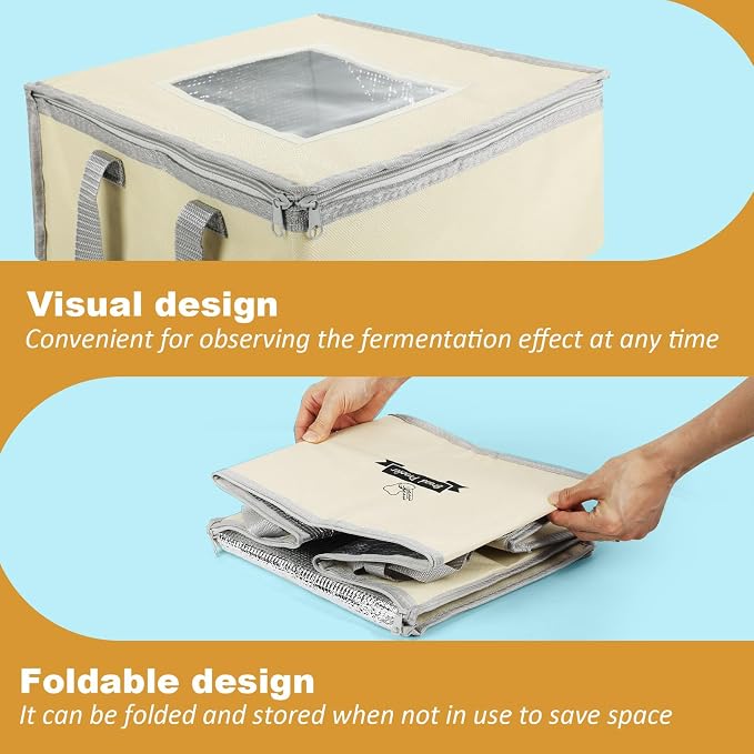 Bread Dough Proofing Box, Precision Temperature Control Bread Proofer Foldable Visible Dough Proofer Sourdough Starter Warmer Home for Pizza and Yoghurt Making