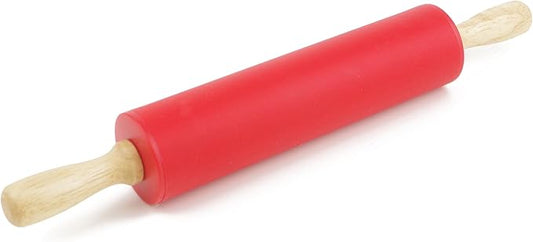 Silicone Rolling Pin for Baking Non-stick Rolling Pin Dough Roller Wooden Handle Kitchen Accessories Pastry Roller