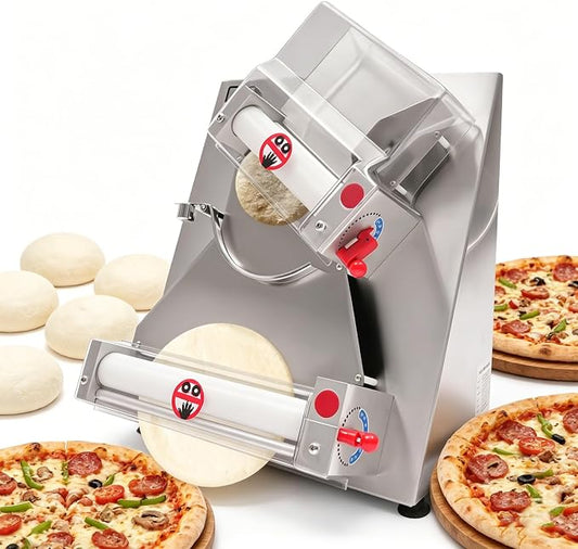 Electric Dough Sheeter Machine Pasta Maker Machine for Icing Pizza Dough Roller Sheeter Automatic Commercial Pizza Press Stainless Steel for Bread Marzipan and Puff Pastry (370W)