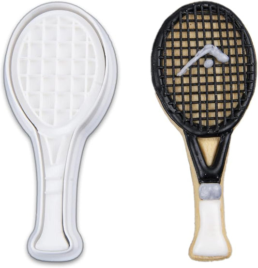 Mostop Tennis Racket Cookie Cutter with Stampers, 3D Sports Cookie Cutter Set, Cake Decoration Tools Birthday Party Supplies Favors