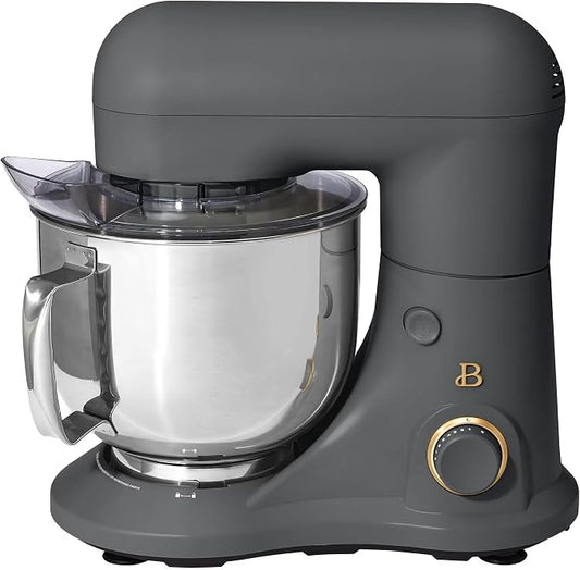 5.3 Qt Stand Mixer, 300W Electric Kitchen Mixer with 12 Speeds, Tilt Head Design, Stainless Steel Bowl, Dough Hook Whisk Beater Splash Guard (Oyster Gray)