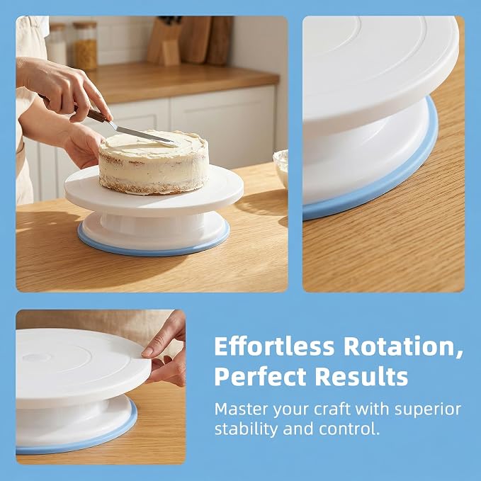 4 Pack 11 Inch Rotating Cake Turntable for Decorating, Smooth Cake Revolving Spinner Stand, Cake Stand for Baking Decorating Display