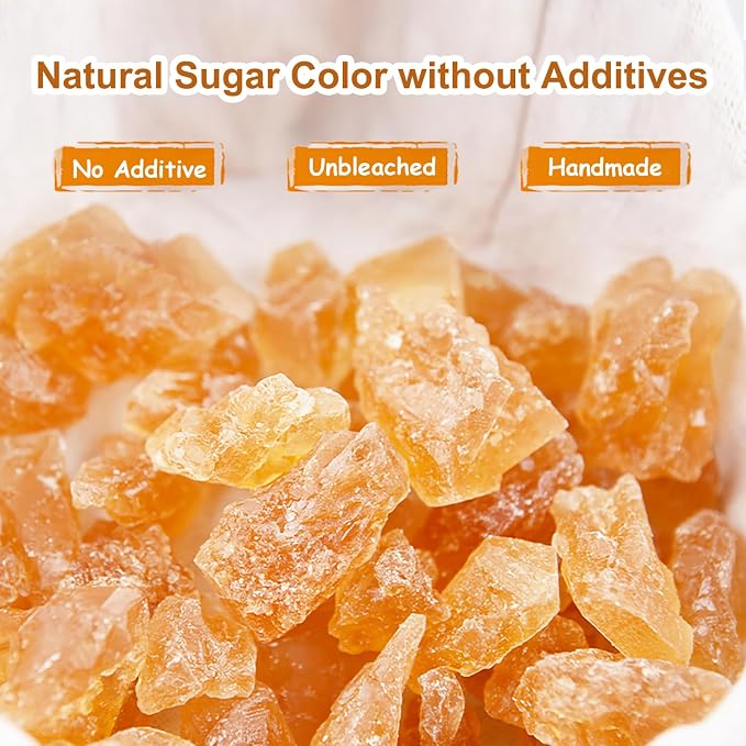 KachiKachi Yellow Rock Sugar - 9.8oz | 280g, Made of Cane, Small Grains | Brown Sugar Cubes | Old-fashioned | Polycrystalline, for pho Coffee Tea Baking Stews, 黄冰糖