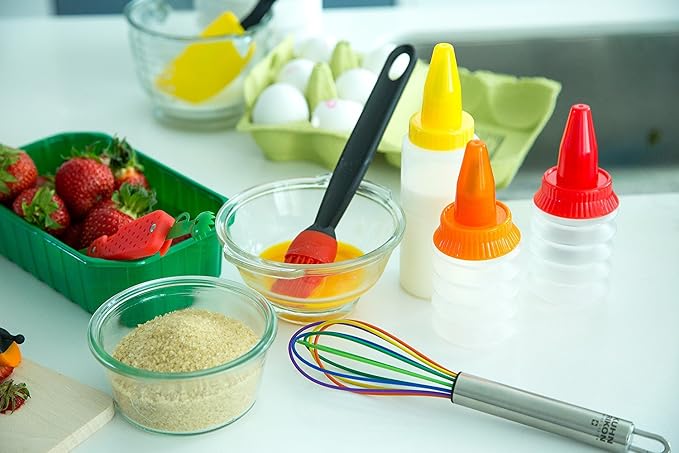 Kuhn Rikon COLORI® Silicone Balloon Whisk – For Mixing, Baking & Cooking – Non-Stick Safe, Stainless Steel Handle, Dishwasher Safe, 10 Inch, Rainbow