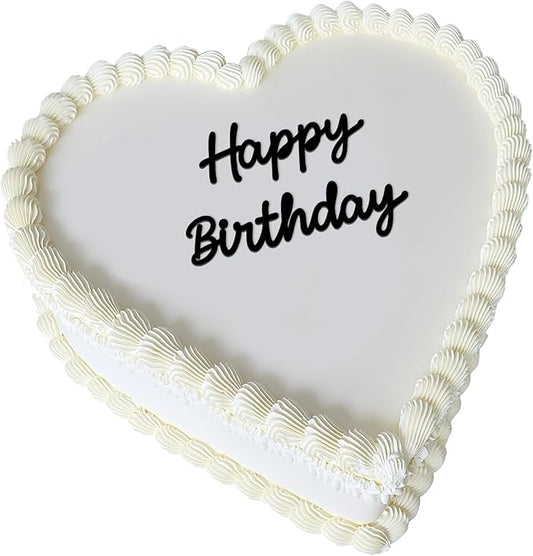 Happy Birthday Cake Topper, Black Acrylic Script Birthday Cake Decoration for Birthday Party, Cake Decor for Women Girls Dessert Table (happy birthday)