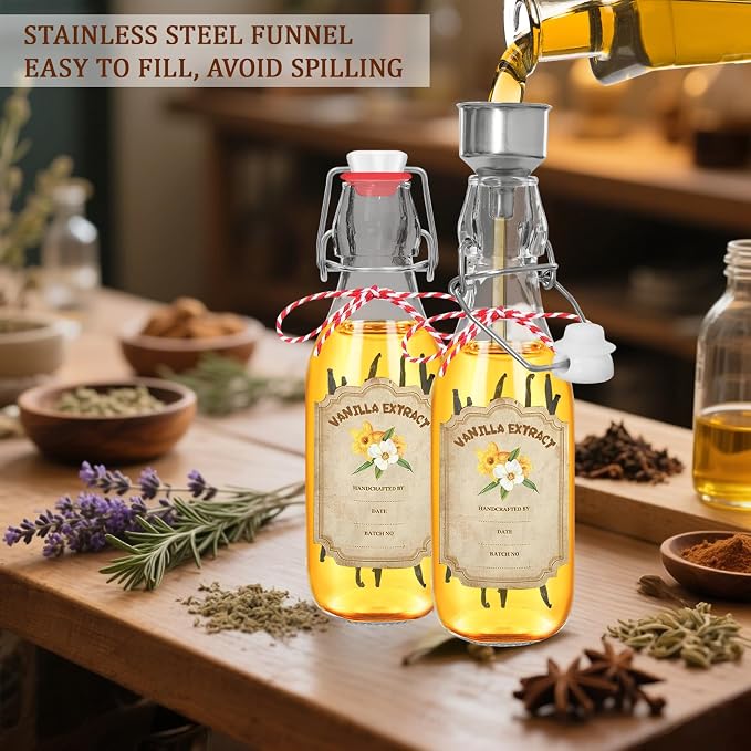 10 pack 8 oz vanilla extract bottles swing top glass bottles with lids homemade vanilla small flip top jars with airtight circle clear