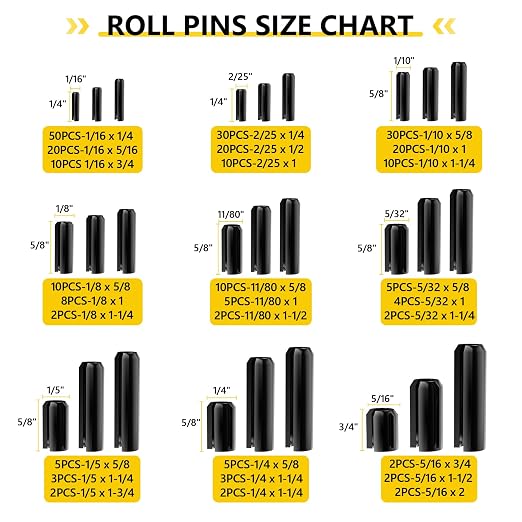 274Pcs Roll Pins Assortment, 65Mn Steel Black Roll Pins - 1/4, 5/16, 11/80, 5/32, 1/5, 1/16, 2/25, 1/10, 1/8 for Home Automotive Repair