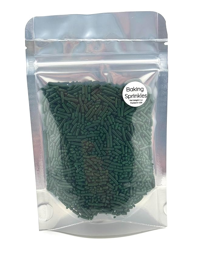 Green Sprinkles 4oz pack for Baking Cakes, Cupcakes, Cookie Decorations, Ice Cream and Donut Toppings Edible Decorating Baking Supplies (Dark Green)