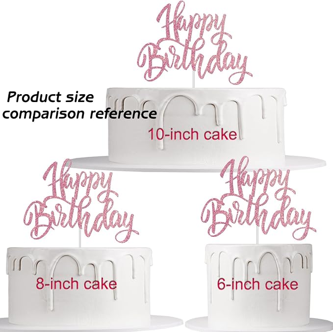 Happy Birthday cake decorations, Birthday party supplies, rose gold glitter letters, cake topper