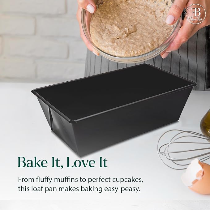 Fusion Bliss Premium 3-Piece Bread Loaf Pan Set – Nonstick Carbon Steel Loaf Tins for Baking – Rectangular Meatloaf Pan, Banana Bread Pan & Cake Mold – Heavy Duty Oven Bakeware