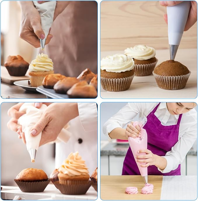 10 Pcs Round Piping Tips Set, Stainless Steel Icing Tips Cupcake Frosting Nozzles Small Cake Decorating Piping Tip Cake Writing Icing Tool Pastry Dispensers Supplies for Baking Cookies Puff Cream
