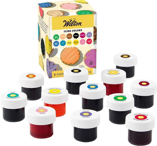 Wilton Edible Gel Food Coloring Set - For Baking & Decorating - Mixable Color Shades - Concentrated Formula for Vibrant Colors - 6 Ounces Each (12-Piece Set)