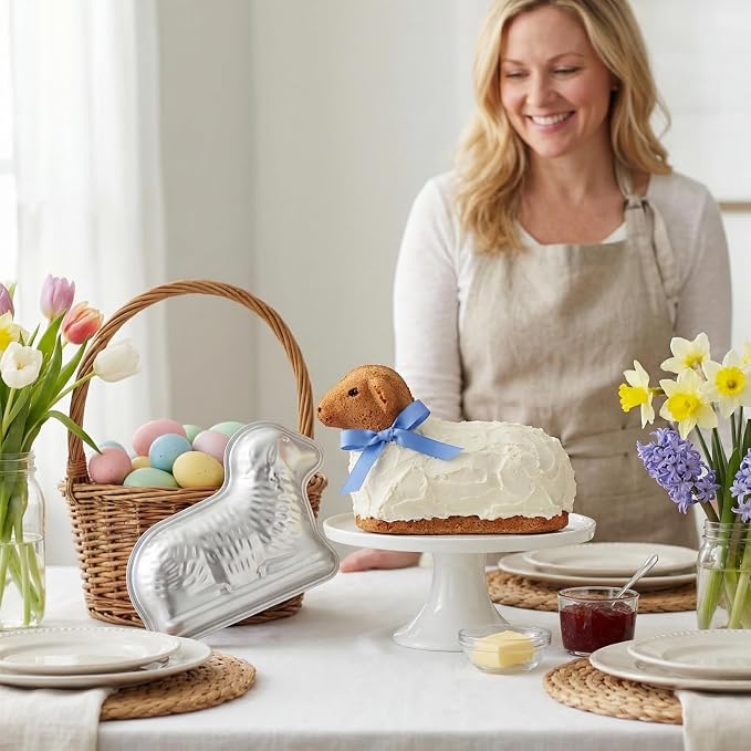 Easter Cake Pan Premium Lamb Shaped Cake Pan,Lamb Cake Tin, Baking Pan,Aluminum, Birthday And Occasion Cakes Easter