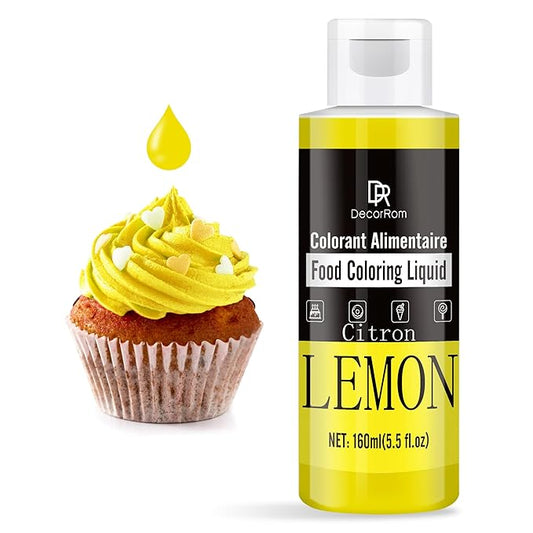Lemon Food Coloring Liquid - Vibrant Liquid Icing Food Coloring Set for Baking, Cake Decorating, Easter Egg, Airbrush - Tasteless Food Dye for Fondant, Slime, DIY Crafts - 5.5 Fl.oz / 160ml Each