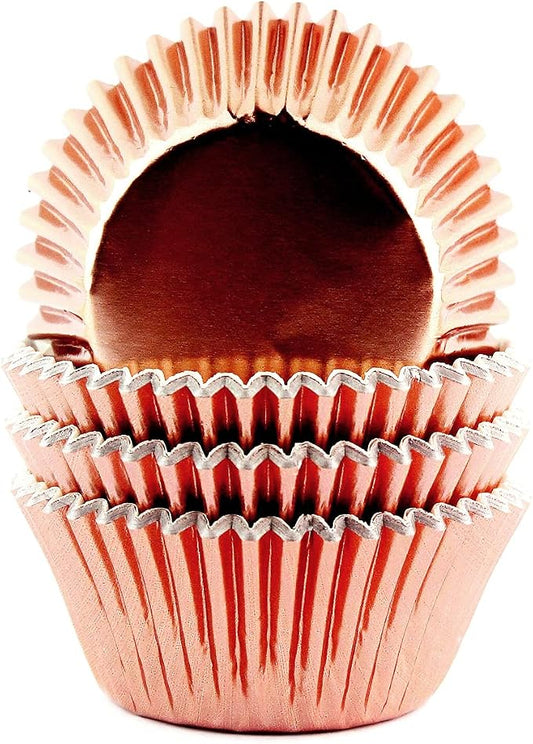Foil Cupcake Liners Standard Baking Cups 100 Pcs (Rose Gold)