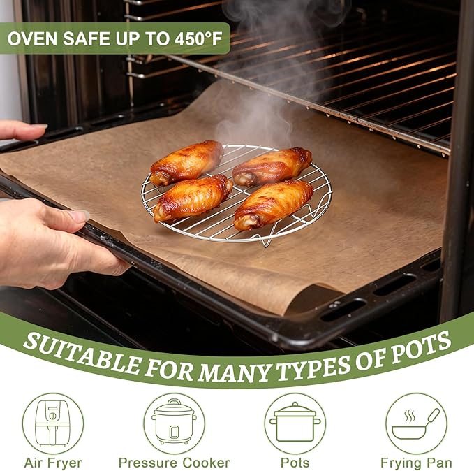 P&P CHEF Round Cooking Rack, Cooling Rack for Steamer, 7.5”, Silver | 3 Pack Stainless Steel Baking Rack for Grilling Roasting, Fits Air Fryer, Canning Pot, Oven & Dishwasher Safe, Non-toxic