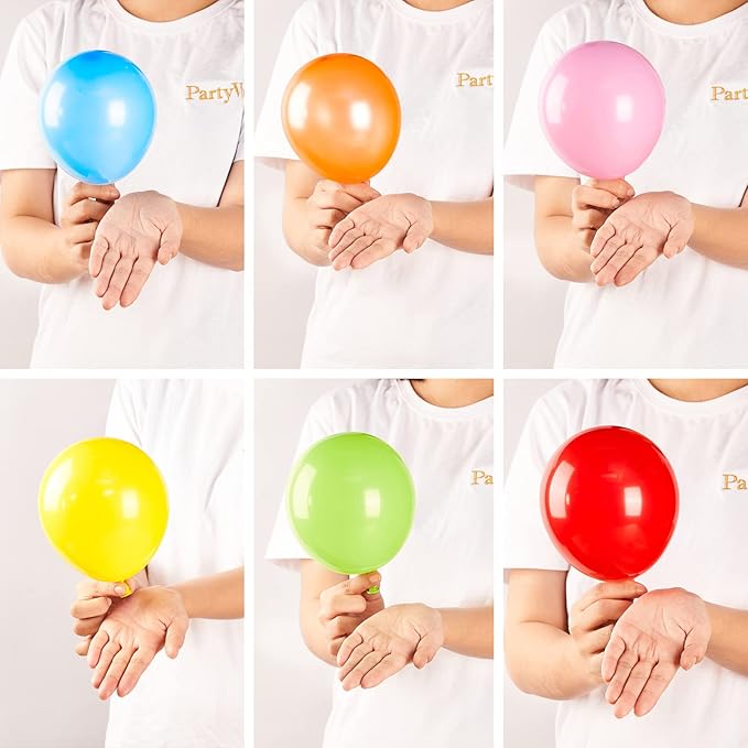PartyWoo Assorted Colors Rainbow Balloons 100pcs 5 Inch Multicolor Colorful Primary Color Balloon for Graduation Baby Shower Unicorn Fiesta Flower Spring Rainbow Theme Birthday Party Decorations
