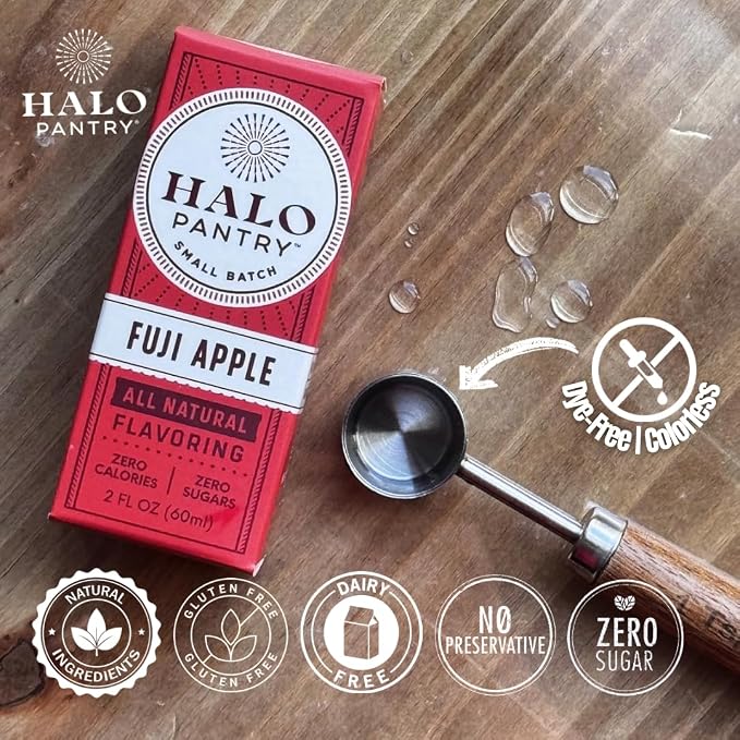 Natural FUJI APPLE Flavoring Extract by HALO PANTRY (2oz bottle) | Colorless/Clear, Dye-Free, Sugar-Free, Gluten-Free, NO Sweeteners, NO Calories | Perfect for customizing ANY baking, candy, dessert or drink recipes