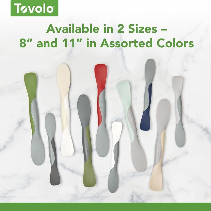 Tovolo Mini Scoop and Spread Tool for Kitchen Meal Prep Small Sandwich Spreader Spatula for Peanut Butter Jelly, Silicone BPA Free Dishwasher Safe Scooper Spreader, Charcoal and Oyster Gray