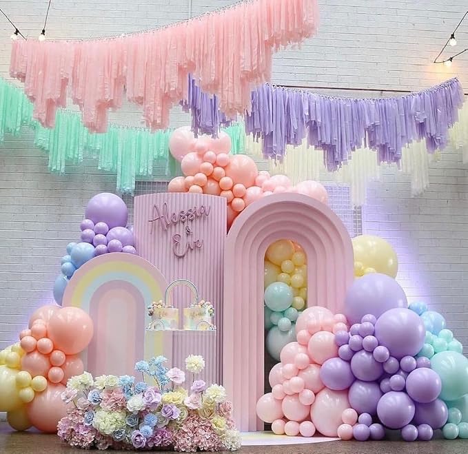 Pastel Balloon Arch Kit, 174Pcs Macaron Assorted Colors Balloons and Stars Balloon Garland kit, Different Size Balloons Kit for Baby Shower Birthday Wedding Easter Rainbow Party Decorations