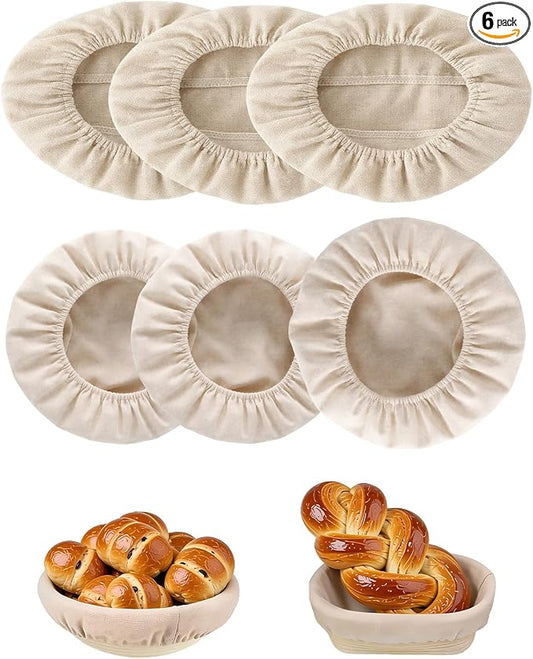 6 Pack Proofing Basket Linen Liner Banneton Liner 10 Inch Round and Oval Bread Proofing Cover Reusable White Cotton Cloth for Dough Rising Sourdough Baking Supplies Home Kitchen Accessories