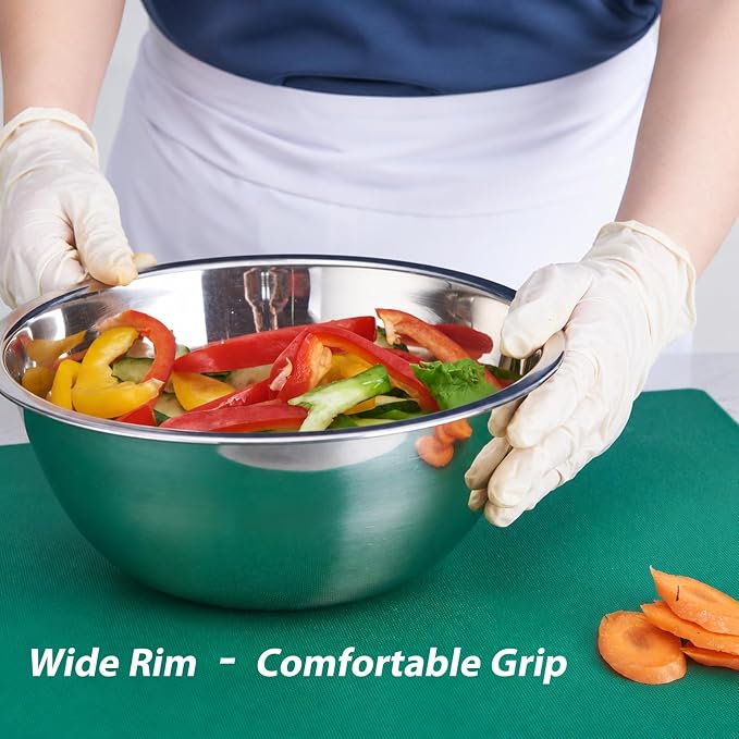 CURTA Stainless Steel Mixing Bowls Set of 5, Heavy Duty Nesting Metal Bowls with Flat Base, 0.6 to 6 QT Kitchen Prep Bowls for Baking, Cooking, Salad Mixing & Bread Dough Kneading