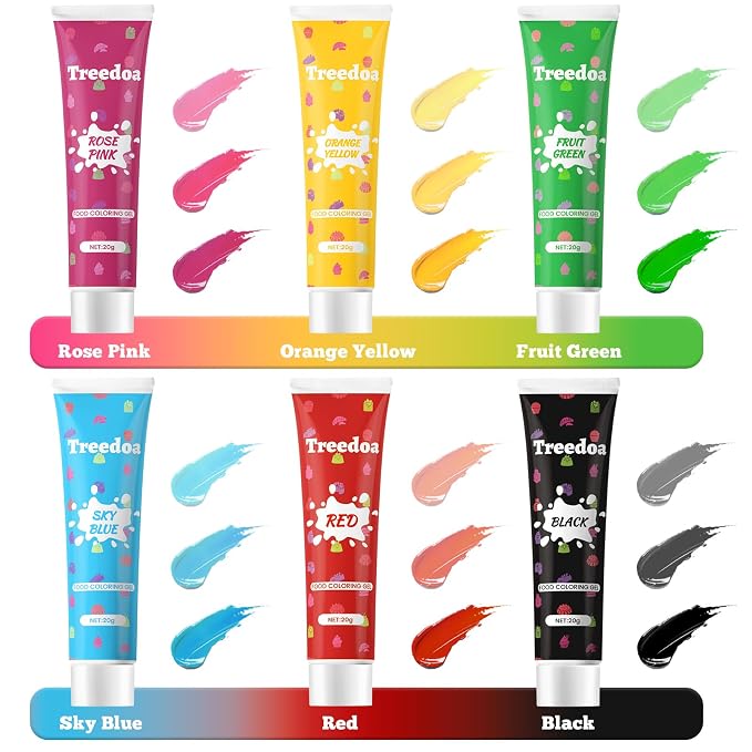 Gel Food Coloring Set,20g x 6 Colors Dye Free Food Coloring Food Grade Concentrated Liquid Gel Vibrant Cake Food Dye Color for Easter Eggs Cake Decorating Baking Icing Cooking Fondant-0.7 Fl.oz/Bottle