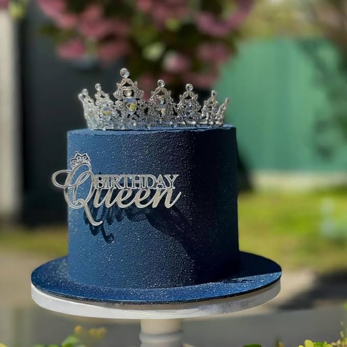 Happy Queen Cake Topper,Acrylic Queen Birthday Cake Decoration for Women Queen Birthday Decorations Cake Decoration Party Supplies
