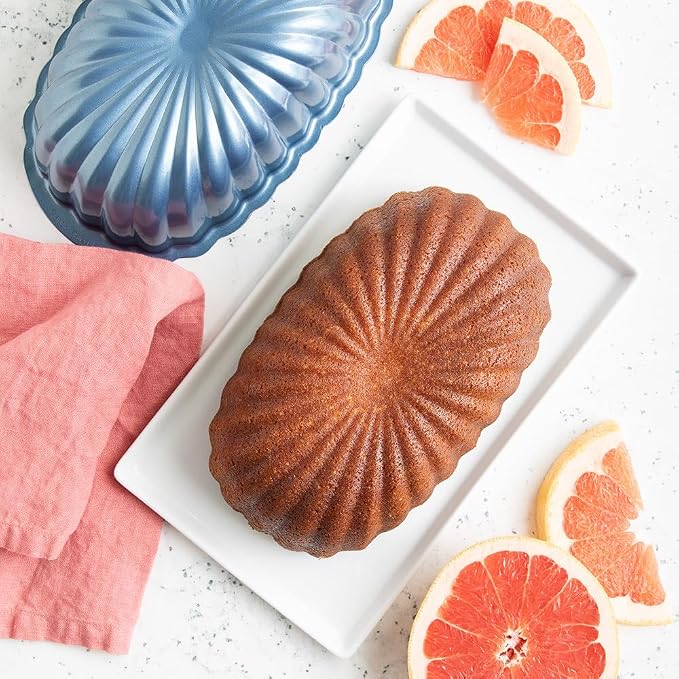 Nordic Ware Formed Fluted Loaf Pan, 6 Cups, Twilight Blue