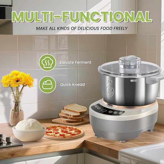 7L/7.37qt Dough Maker with Ferment Function, Electric Dough Maker, Kitchen bread kneading machine pizza dough maker, for Bread Pizza Dumpling Dough (7L)