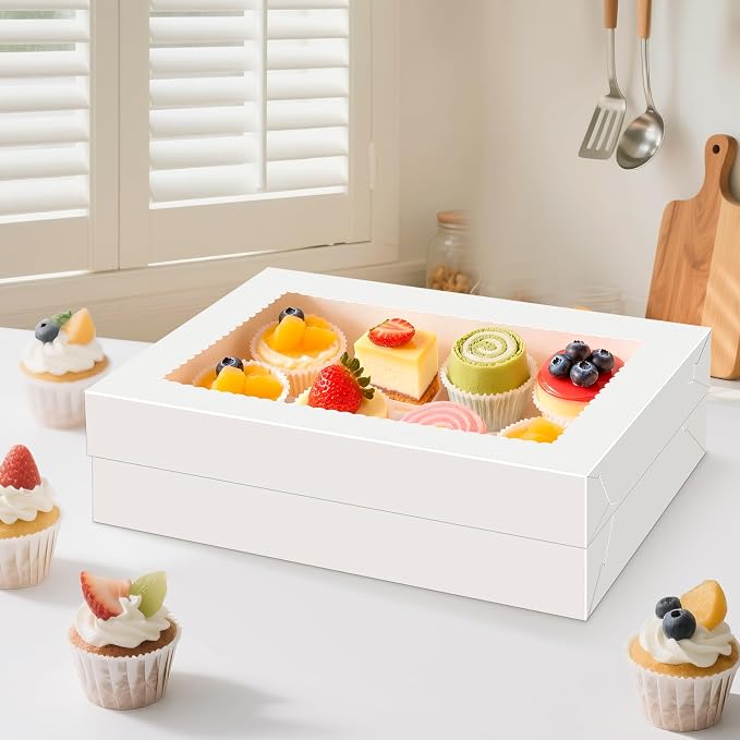Essenya 15 PCS Sheet Cake Boxes, 19x14x4 Rectangle Cake Box, Half Sheet Cake Box, White Baking Boxes, Large Bakery Boxes, Cajas Para Pasteles, 19x14 Cake Boxes for Birthday, Wedding, Party, Business