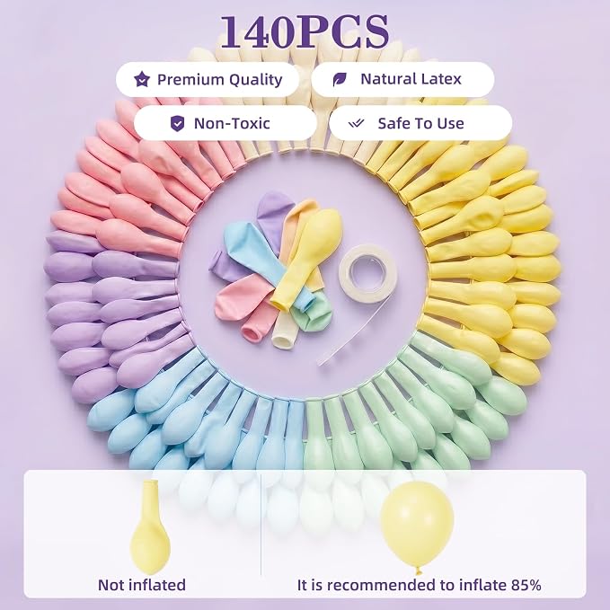 SNLN Purple Pastel Balloon Arch Kit, 140Pcs Lavender Pink Blue Balloons for Baby Shower Gender Reveal Birthday Wedding Bridal Shower Party Decorations