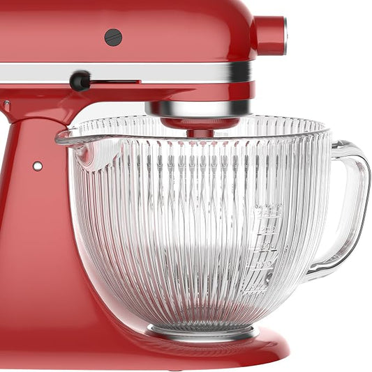 InnoMoon Glass Mixer Bowl for KitchenAid Tilt-Head Stand Mixers | 5Qt Replacement Mixing Bowl with Handle, Measurement Markings & Pour Spout, Glass Bowl for Kitchen Aid 4.5-5 Quart Models