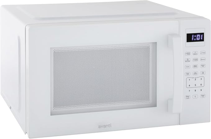Avanti Microwave Oven 1000-Watts Countertop Compact with 9 Pre-Set Cooking Settings, Speed Defrost & By Weight, Electronic Control Panel and Glass Turntable, 1.5-Cu.Ft., White