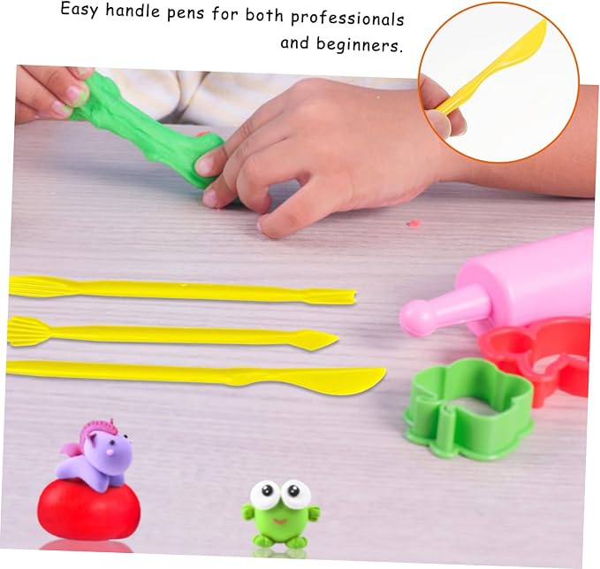 Tofficu 4sets Eco-Friendly Plastic Clay Modeling Tool Sculpting Clay Pens Cutters for Fondant Cake Decorations Baking Carving Kit