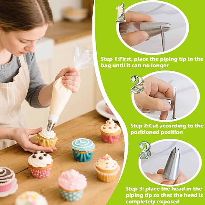 Suuker 1M Piping Tips, Stainless Steel Large Star, 5 Pieces | Seamless, Cupcake Pastry Tips, Cookie and Cake Decorating, DIY Cream