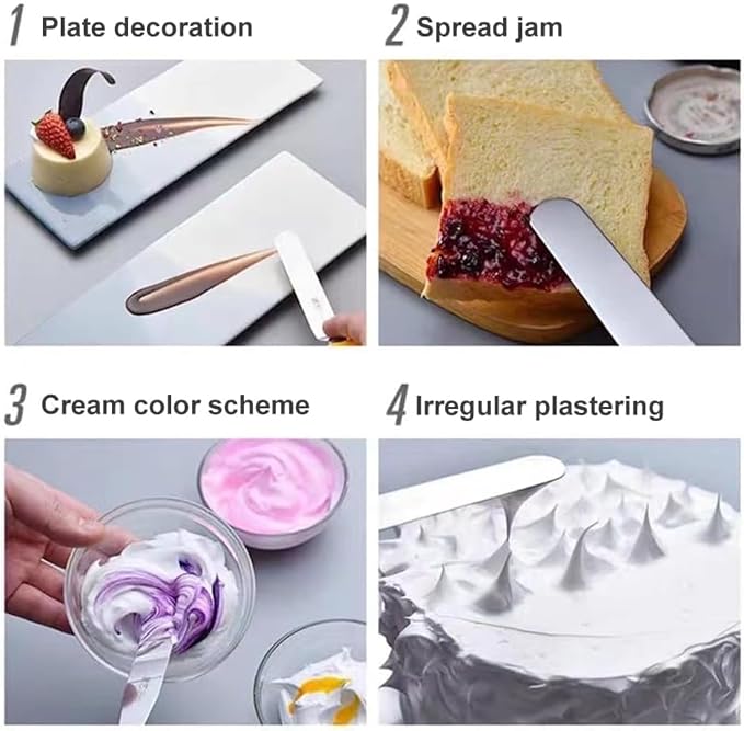 Stainless Steel Offset Spatula Frosting Smoother Cake Spatulas, for Cake Decorating, Angled Icing Spatula Set with 6" & 8" Blade, Baking, 2 pack