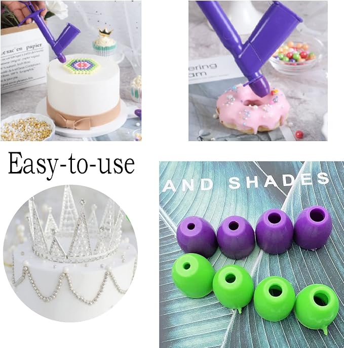 2 Pieces Plastic Pearl Applicator Fondant Cake Decorating Tool Pearl Ball Applicator for Cake Decorating Tools with 4 Sizes/16 Pieces Tip Nozzles