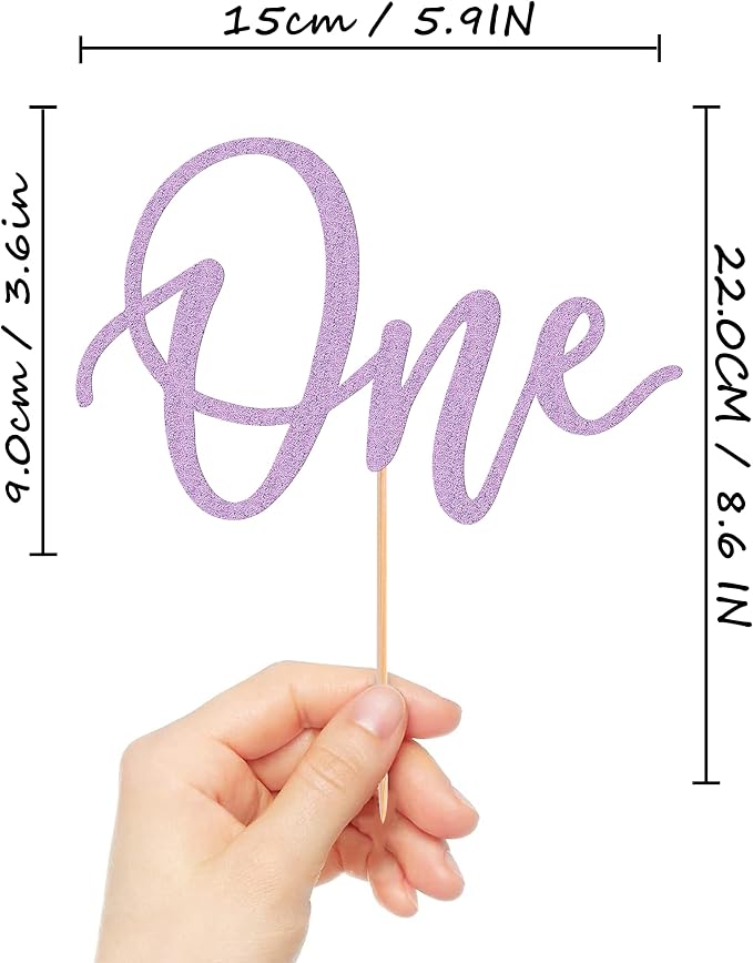 MYAMPED First Birthday Cake Topper - Glitter Purple One Sign 1st birthday Cake Decorating Supplies, Suitable for Baby Shower Favors, Baby Gender Reveal, Birthday Party or Photo Booth Props (Purple)