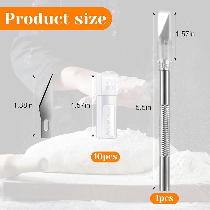 11 Pcs Sourdough Scoring Bread Lame with 10 Blades, Safety Cover Dough Cutter Baker's Knife Sour Scorer Tool Handmade Blade Slashing for Artisan Sourdough Baking Cake Making Cutting Accessories