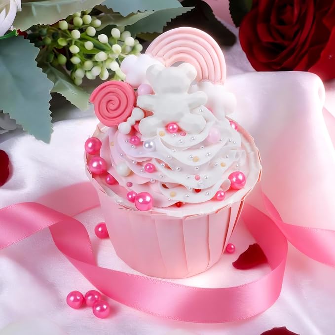 Pink and Red Pearl Sprinkles for Cake Decorating Edible, Valentines Sprinkles with 4 Sizes Sugar 130g/4.6oz, Cupcake, Ice Cream, Donuts, Macaron Toppings Supplies (2mm, 4mm, 7mm, 1cm)