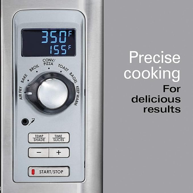 Hamilton Beach Professional Sure-Crisp Digital Toaster Oven Air Fryer Combo, 1500W, Fits 12” Pizza 6 Slice Capacity, Temperature Probe, Stainless Steel (31243)