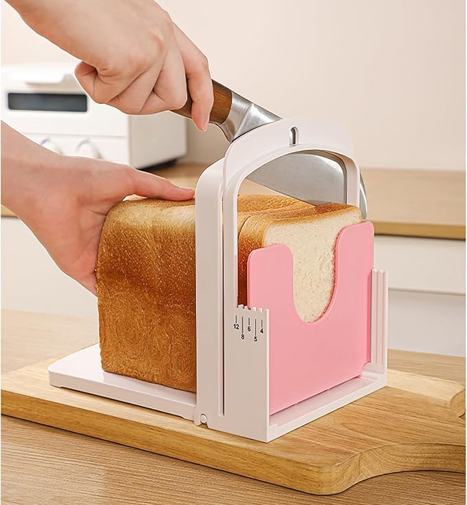 Bread Slicer for Homemade Bread with Thickness Guide - 5 Settings, Foldable & Wall-Mountable for Space-Saving Storage, Perfect for Toast & Cheese!