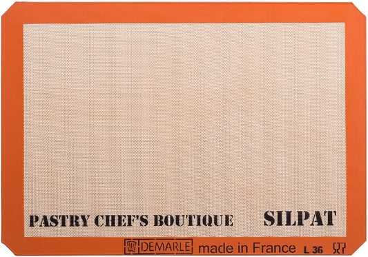 Sasa Demarle Silpat Premium Non-Stick Silicone Baking Mat, Big Sheet Pan Size (2/3) for a 15''x 21'' Sheet Pan - 13.58''x 19.5'' - ONE MAT ONLY - by Pastry Chef's Boutique