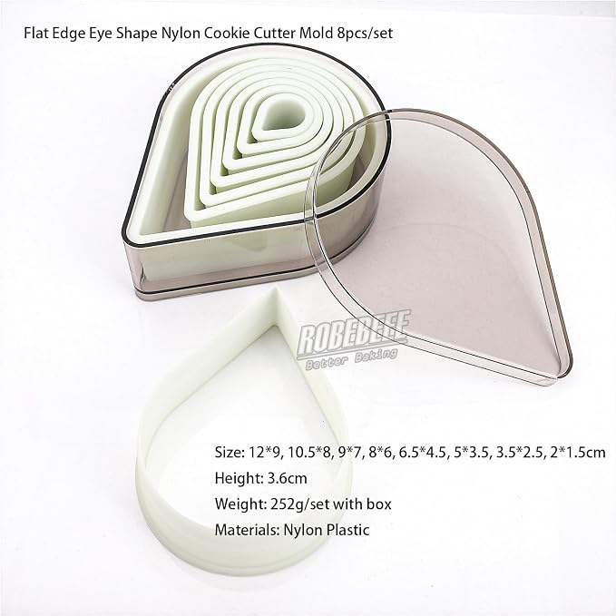 Multi-Shape Nylon Cookie Molds Round Square Star Plastic Geometry Biscuit Cutter Dough Mousse Bread Slicer DIY Bakery Utensils (Flat Water Drop)