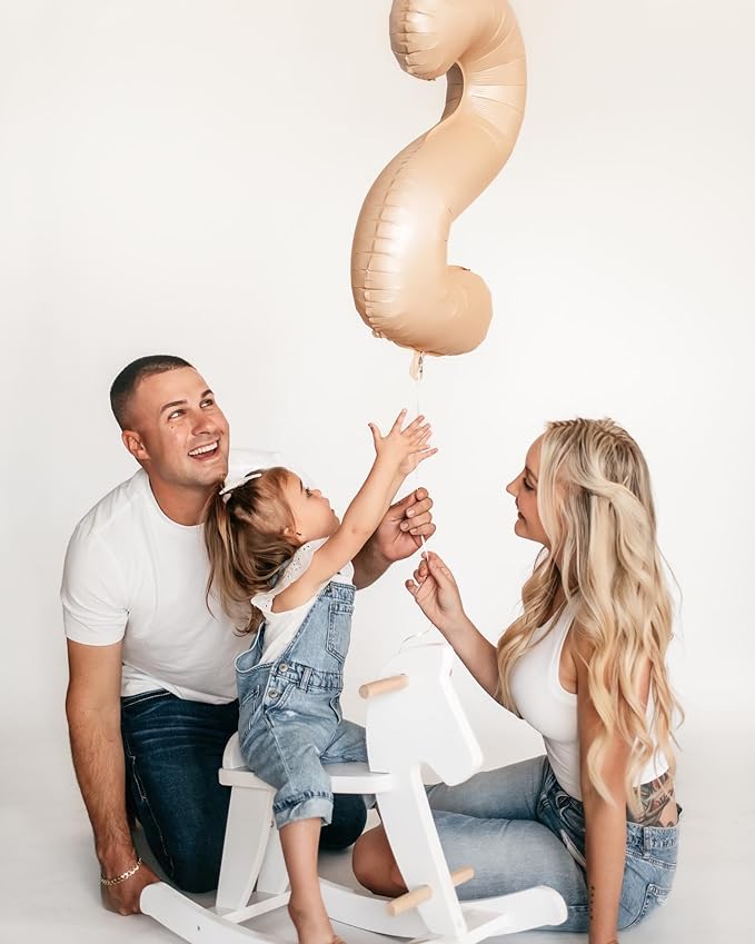 Light Brown 2 Balloon, Tan Number Balloons 40 Inch, Beige 2nd Balloon Number Birthday Decorations, Sandy Brown Second Two Birthday Party Supplies, Khaki Number 2 Balloon