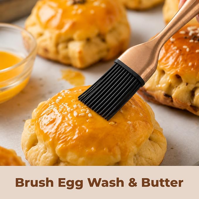 2Pcs Silicone Basting Brush Grilling with 2 Backup Heads, Stainless Steel Handles, No Shed Bristles, Heat Resistant Dishwasher Safe for Pastry, Sauce, Oil, BBQ Grill, Kitchen, Cooking & Marinating