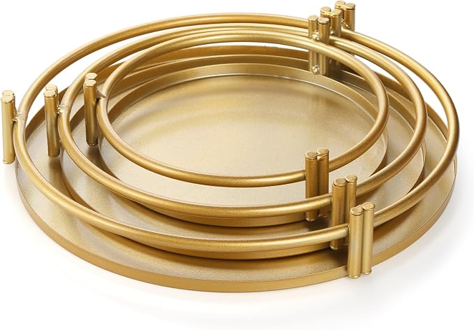 yarlung 3 Pack Gold Cake Stands, 8/10/12 Inch Metal Cupcake Display Stands Dessert Trays, Table Decoration Cookies Serving Plates for Wedding, Birthday, Party, 3 Sizes