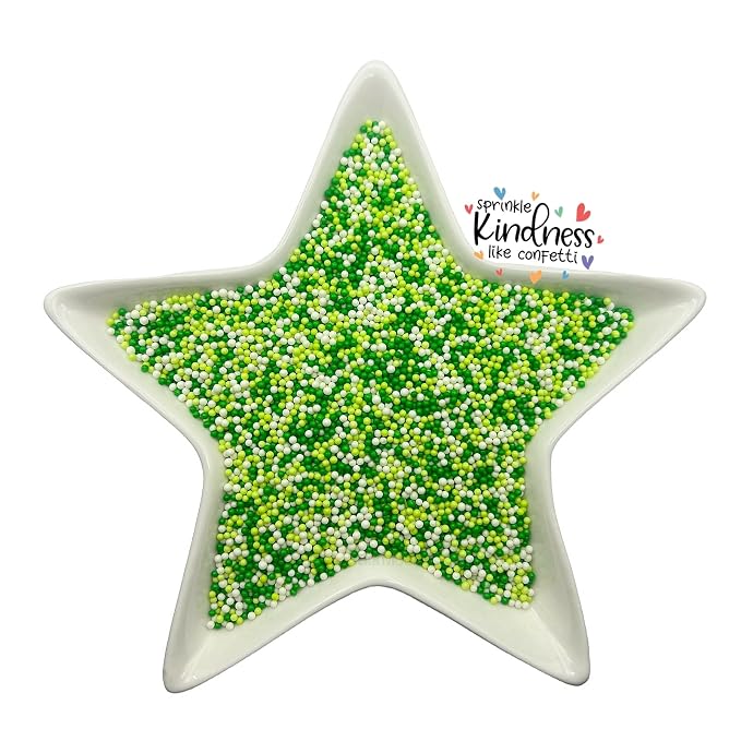 SE Si&Moos St. Patrick's Day Nonpareil Sprinkles, 2mm Green and White Mini Edible Pearls White Green Sprinkles for Cake Decorating Halloween Cake Decorations Wedding Baby Shower Party Christmas Holiday Supplies 3.5 OZ